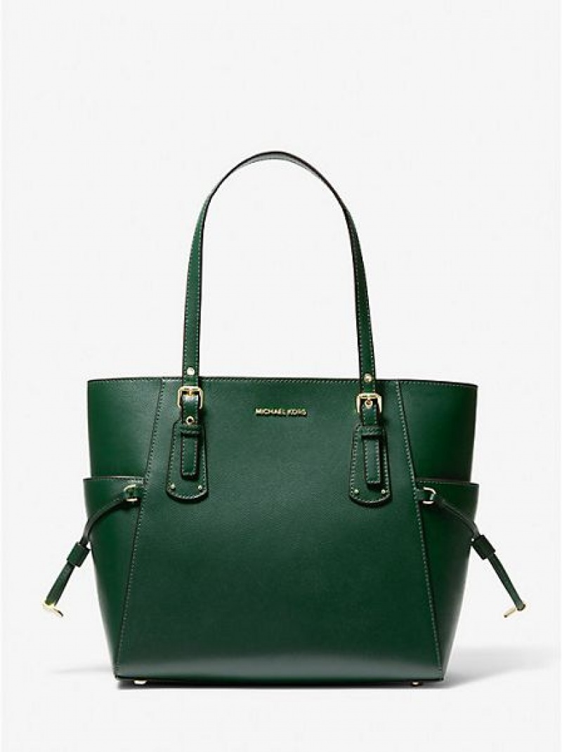 Michael Kors Voyager Small Crossgrain Leren Tote Tassen Dames Groen | 704612-ZLX