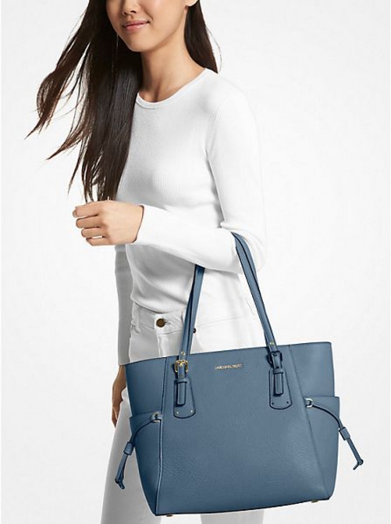 Michael Kors Voyager Small Pebbled Leren Tote Tassen Dames Blauw | 419286-KDP