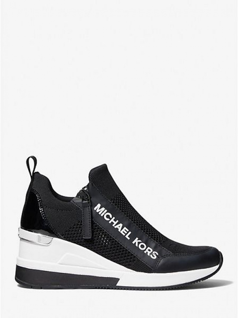 Michael Kors Willis Stretch Knit Sneakers Dames Zwart | 691380-NYP