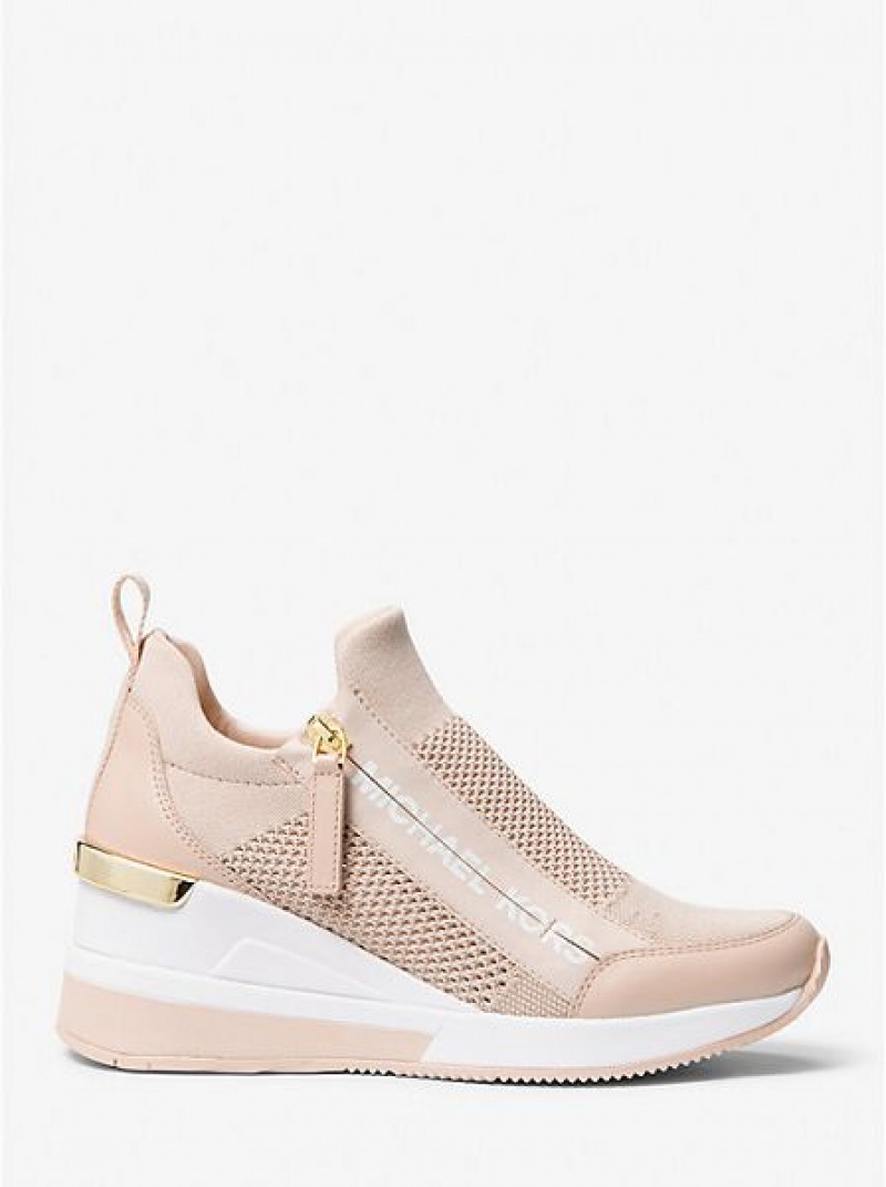 Michael Kors Willis Stretch Knit Sneakers Dames Roze | 947506-VET